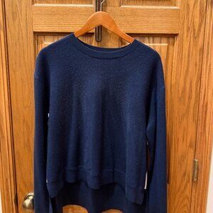 Tory Sport Navy Pullover Sweater in Navy, XL with Ivory/Burgundy Side Stripes